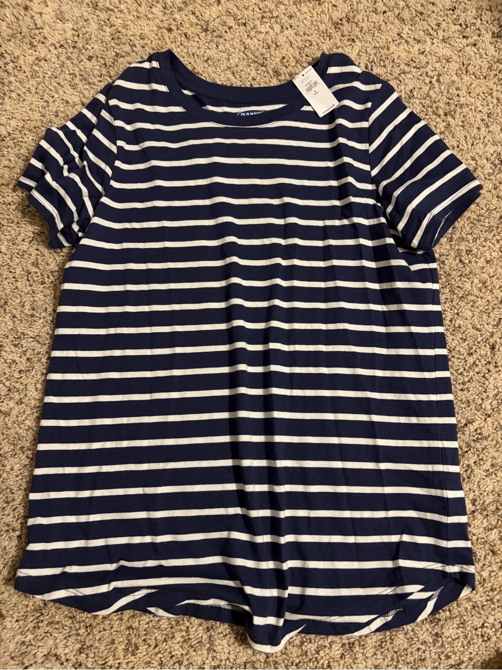 Old Navy Navy & White Striped Short Sleeve Tee